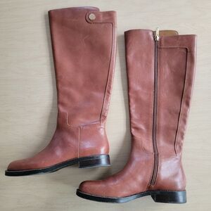 Franco Sarto Cheshire Brown Leather Knee-High Boots Size 7